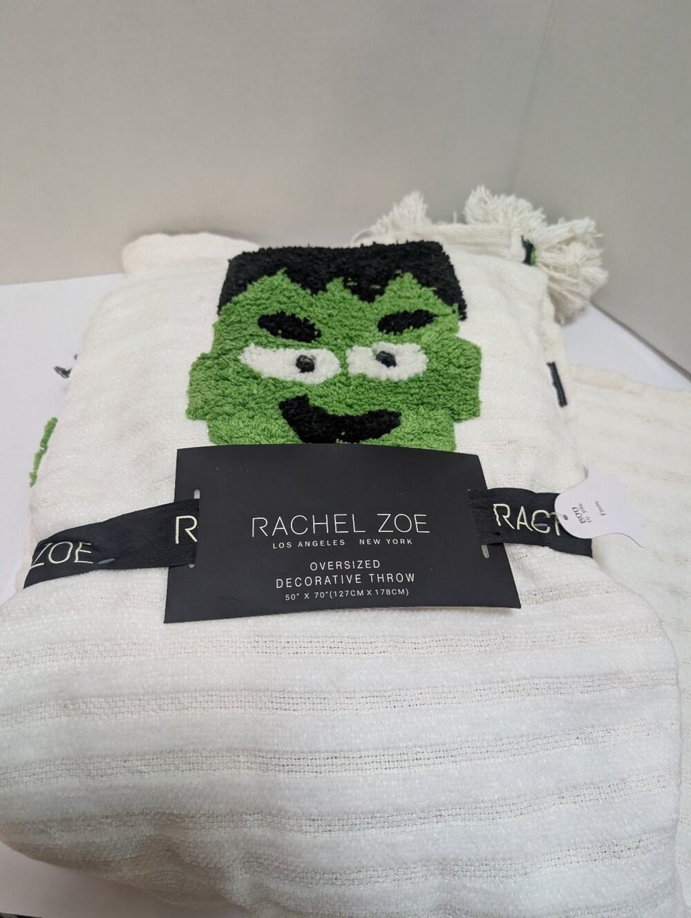 Rachel Zoe Oversized Frankenstein Halloween Decorative Throw Blanket 50x70 NWT